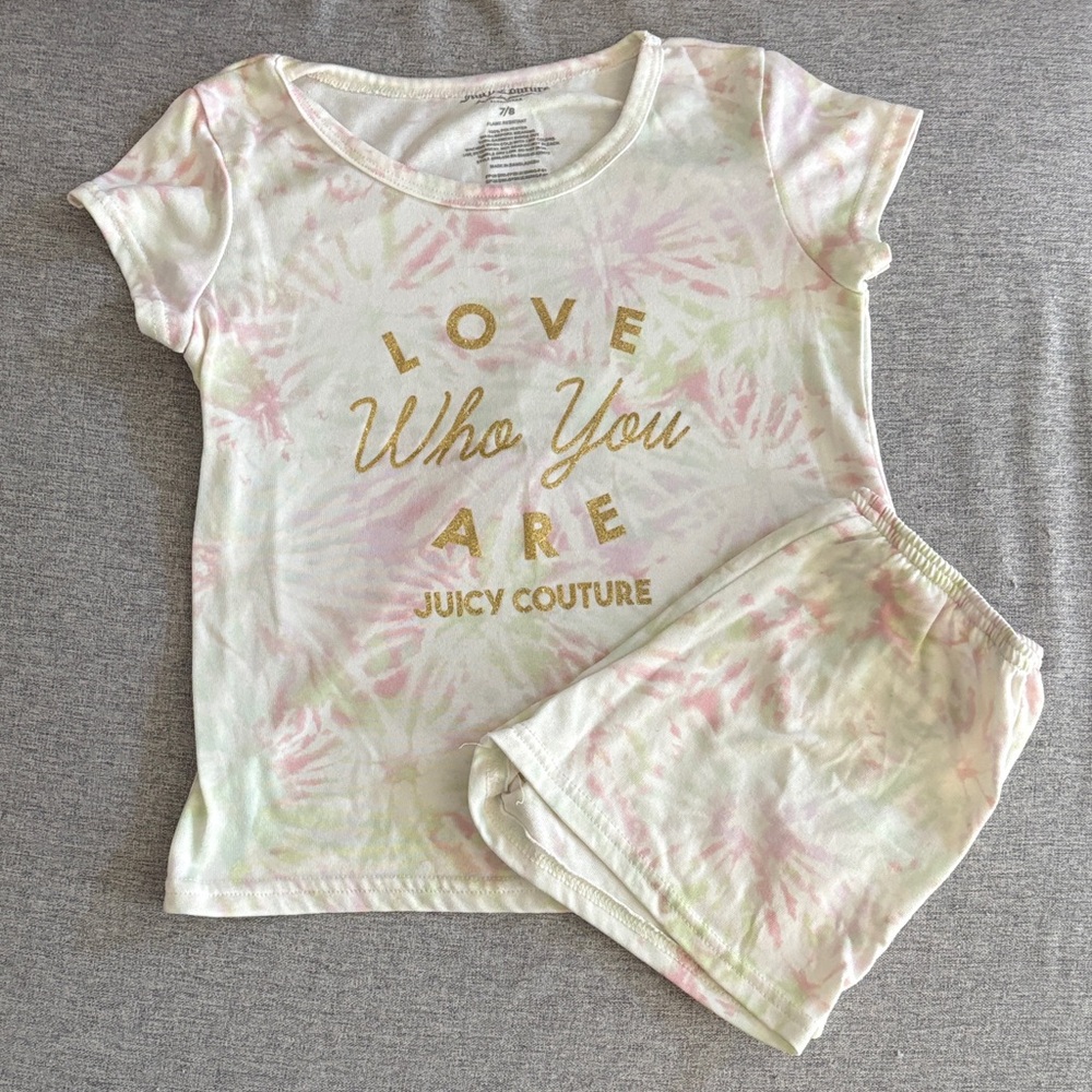 Juicy Couture Pastel Tie-Dye Pajama Set with Gold Logo - 7/8